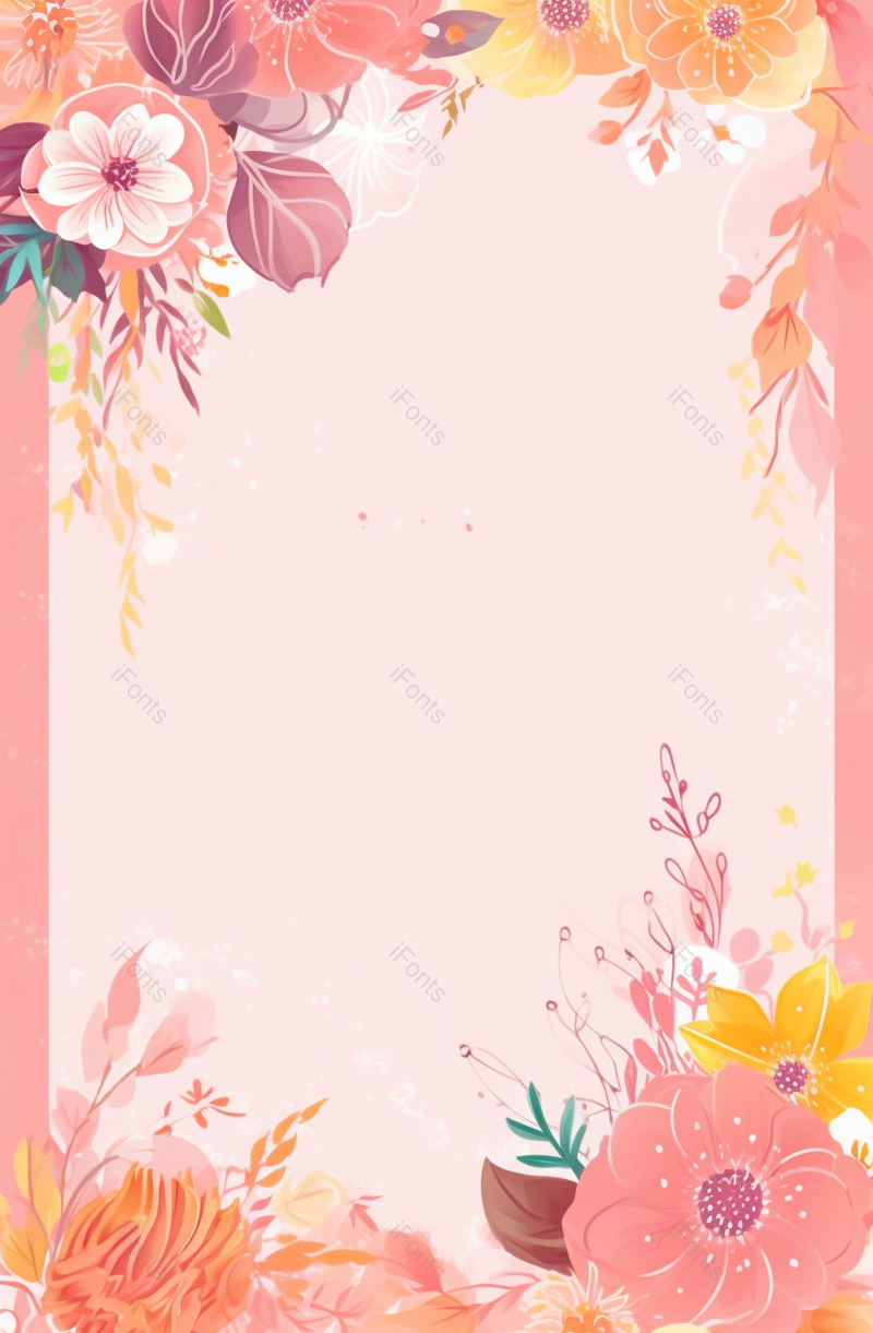 小清新花朵手绘边框效果背景图,插画/手绘图,插画/手绘图库,插画/手绘图下载,插画/手绘